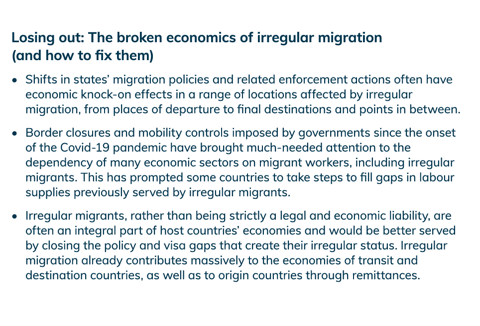 Losing out: The broken economics of irregular migration (and how to fix them) by Doug Saunders     Shifts in states     