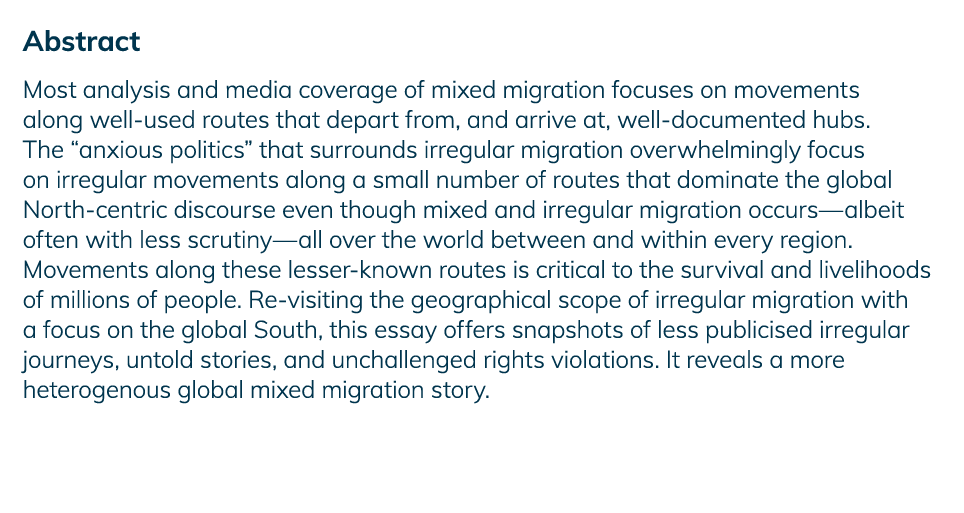 Abstract Most analysis and media coverage of mixed migration focuses on movements along well-used routes that depart    