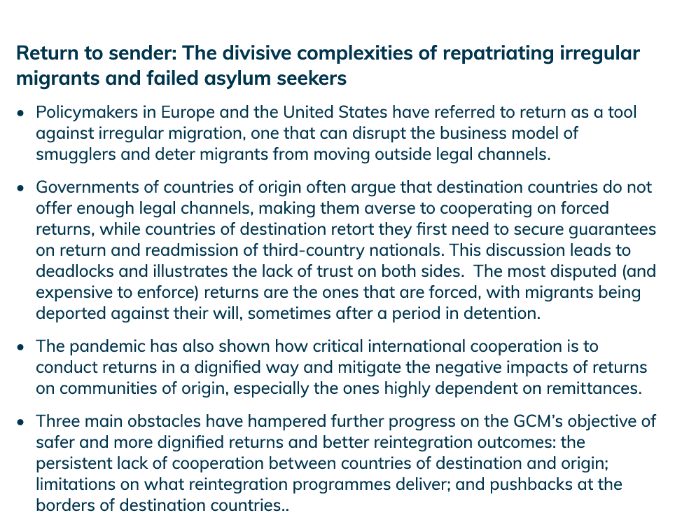 Return to sender: The divisive complexities of repatriating irregular migrants and failed asylum seekers by Camille L   