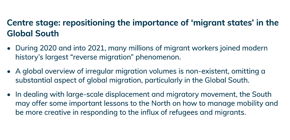 Centre stage: repositioning the importance of  migrant states  in the Global South by Chris Horwood    During 2020 an   