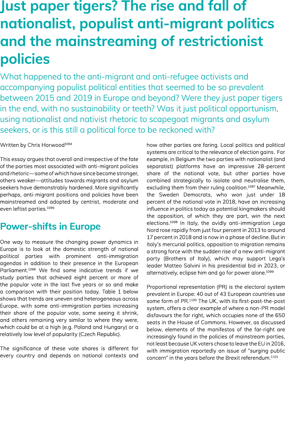 Just paper tigers  The rise and fall of nationalist, populist anti-migrant politics and the mainstreaming of restrict   